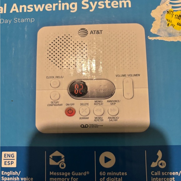 AT&T 1740 Digital Answering System withh Time & Day Stamp White NWB - Picture 6 of 6